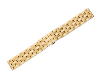 Metal watch band - Butterfly - Solid - polished and brushed - gold 22mm