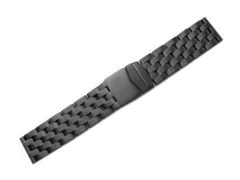 Black metal watch band - Stainless steel - polished -...