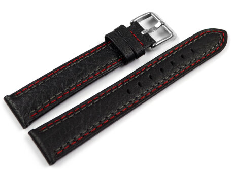 Lotus Black Leather Watch Strap - grey and red stitching...
