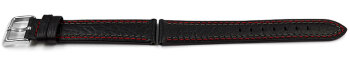 Lotus Black Leather Watch Strap - grey and red stitching...