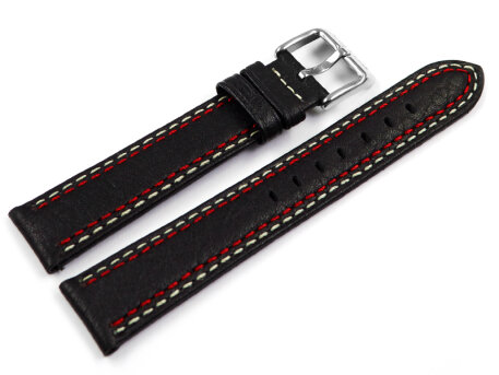 Lotus 15653/4, 15653 Black Leather Watch Strap with red...