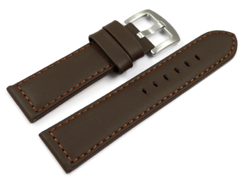 Watch strap - genuine leather - smooth - dark brown