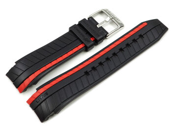 Black Rubber Strap Lotus with red stripe 18103/2, 18103/3, 18103