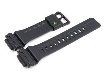 STL-S100H, STL-S100H-1, STL-S100H-2  Black Resin Watch Strap with green logo