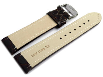Watch band - Genuine Calfskin - African - dark brown 18mm Steel