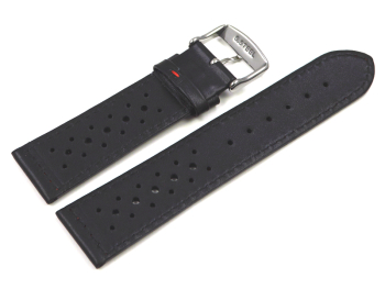 Watch strap - genuine leather - Style - black red stitch