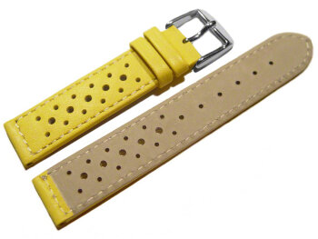 Watch strap - genuine leather - Style - yellow 16mm Steel