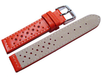Watch strap - genuine leather - Style - red 22mm Steel