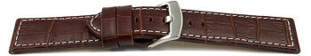 Watch strap - genuine leather - croco - dark brown white...