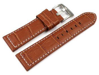 Watch strap - genuine leather - croco - light brown