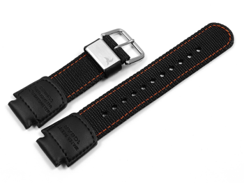 Casio Black Cloth/Leather Watch Strap for SGW-1000B-4 with orange stitching