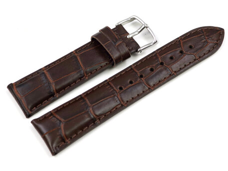 Brown Croc Grained Leather Watch Strap Casio for EFR-547L-7, EFR-547L 
