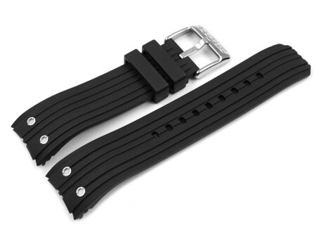 Black Rubber Lotus Watch Strap with rivets for 15969