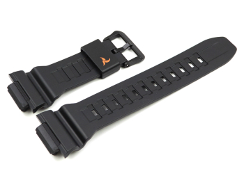 Casio Black Resin Strap with Orange Logo Print for...