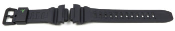 Casio Black Resin Watch Strap with Green Logo Print for...