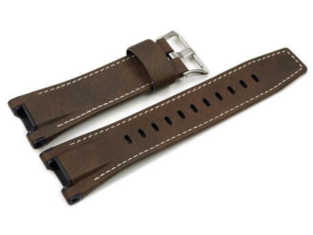 Casio Replacement Brown Leather Watch Strap for GST-W130L, GST-W130L-1