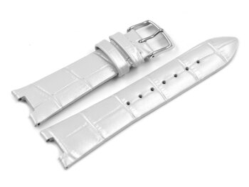 Lotus Replacement Silver White Leather Watch Strap for 15916/1 15916