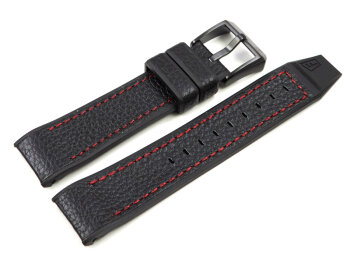 Festina Replacement Black Leather Watch Strap Red...