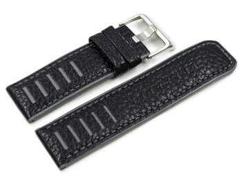 Lotus Black Grey Leather Replacement Watch Strap for 15532/3
