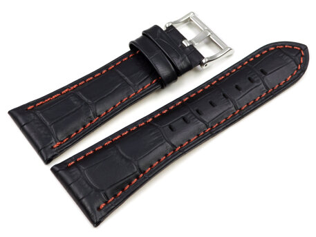 Genuine Lotus Black Leather Orange Stitching Watch Strap...