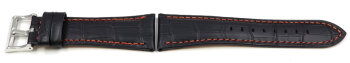 Genuine Lotus Black Leather Orange Stitching Watch Strap...