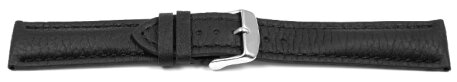 Watch strap - strong padded - Deer Leather - black - Soft and very flexible 18mm Steel