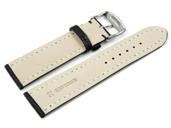 Watch strap - strong padded - Deer Leather - black - Soft and very flexible 18mm Steel