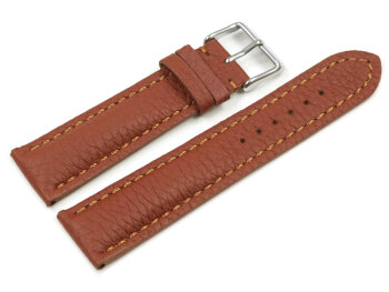 Watch strap - strong padded - Deer Leather - brown - Soft and very flexible 18mm Steel
