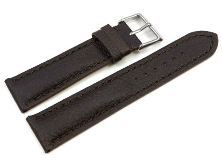Watch strap - strong padded - Deer Leather - dark brown - Soft and very flexible