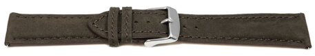 Watch strap - Genuine leather - vegetable tanned - dark brown - quick change spring bar 22mm Gold