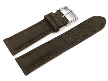 Watch strap - Genuine leather - vegetable tanned - dark brown - quick change spring bar 22mm Gold
