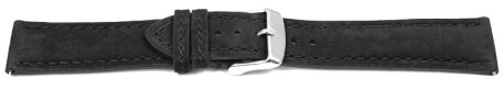 Watch strap - Genuine leather - vegetable tanned - black - quick change spring bar 20mm Steel