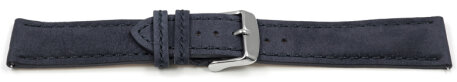 Watch strap - Genuine leather - vegetable tanned - dark blue - quick change spring bar 18mm Steel