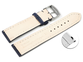 Watch strap - Genuine leather - vegetable tanned - dark blue - quick change spring bar 22mm Steel