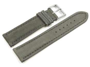 Watch strap - Genuine leather - vegetable tanned - grey - quick change spring bar 22mm Gold