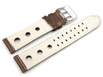 Watch strap - Genuine leather - perforated - Vegetable tanned - brown - Model BIO 20mm