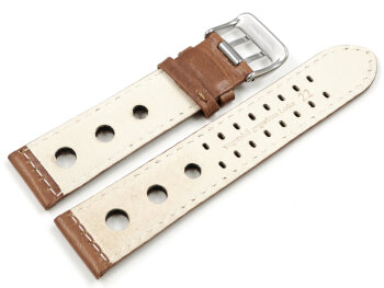 Watch strap - Genuine leather - perforated - Vegetable tanned - light brown - Model BIO