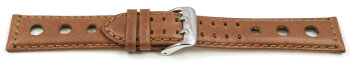 Watch strap - Genuine leather - perforated - Vegetable tanned - light brown - Model BIO 20mm
