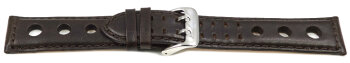 Watch strap - Genuine leather - perforated - Vegetable tanned - dark brown - Model BIO