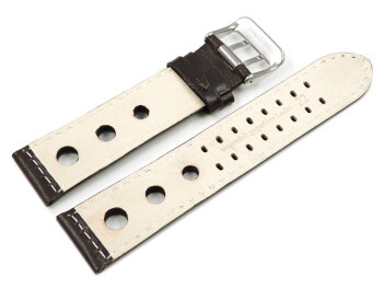 Watch strap - Genuine leather - perforated - Vegetable tanned - dark brown - Model BIO
