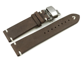 Watch strap - Genuine leather - Soft Vintage - dark brown 18mm black
