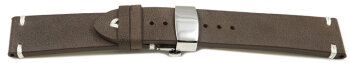 Watch strap - Genuine leather - Soft Vintage - dark brown 24mm Steel