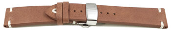 Watch strap - Genuine leather - Soft Vintage - brown - Butterfly-Clasp