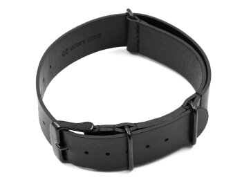 Watch strap - Nato - genuine leather - black