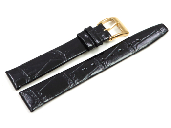 Lotus Black Leather Croc Grained Watch Strap for 15175/1...