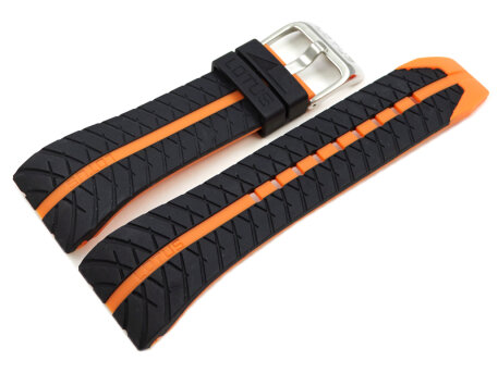Lotus Black Rubber Orange Stripe Watch Strap 15773/2 15773