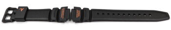 Casio Black Resin Strap with orange labellings for...