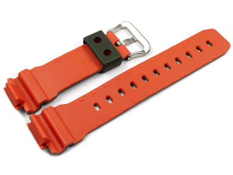 Genuine Casio Replacement Olive Green Watch Strap for DW-6900LU-3 inner side orange