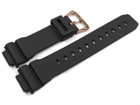Casio Black Watch strap with Rose Gold Tone Buckle for...