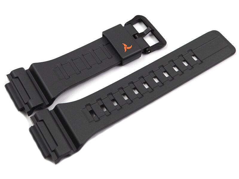 STL-S100H, STL-S100H-4 Black Resin Watch Strap with orange 
